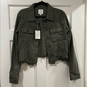 Army Green Cropped Jean Jacket